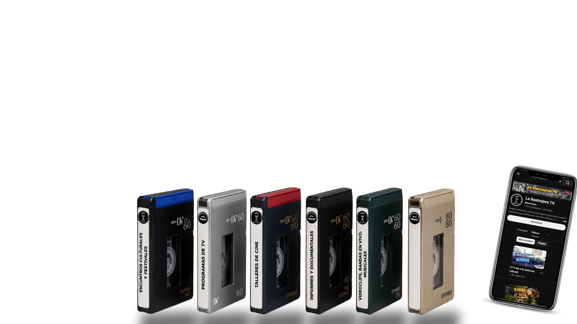 Cassettes MiniDV y celular